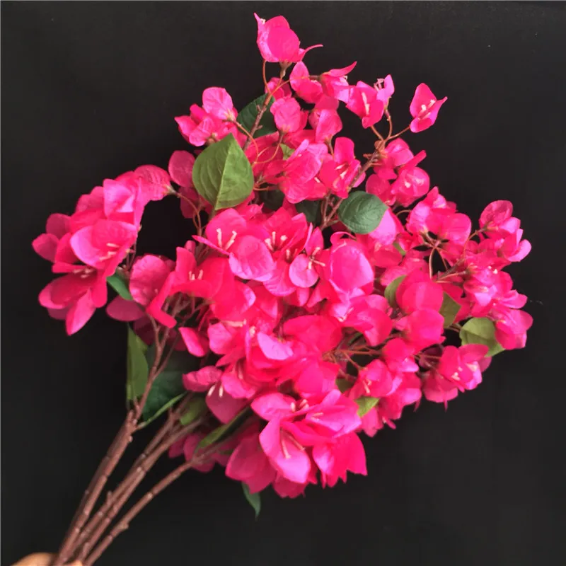 Faux bougainvilliers à tige unique, 31.5 pouces de longueur, Simulation de bougainvilliers lobulaires pour la maison, fleurs artificielles décoratives de mariage