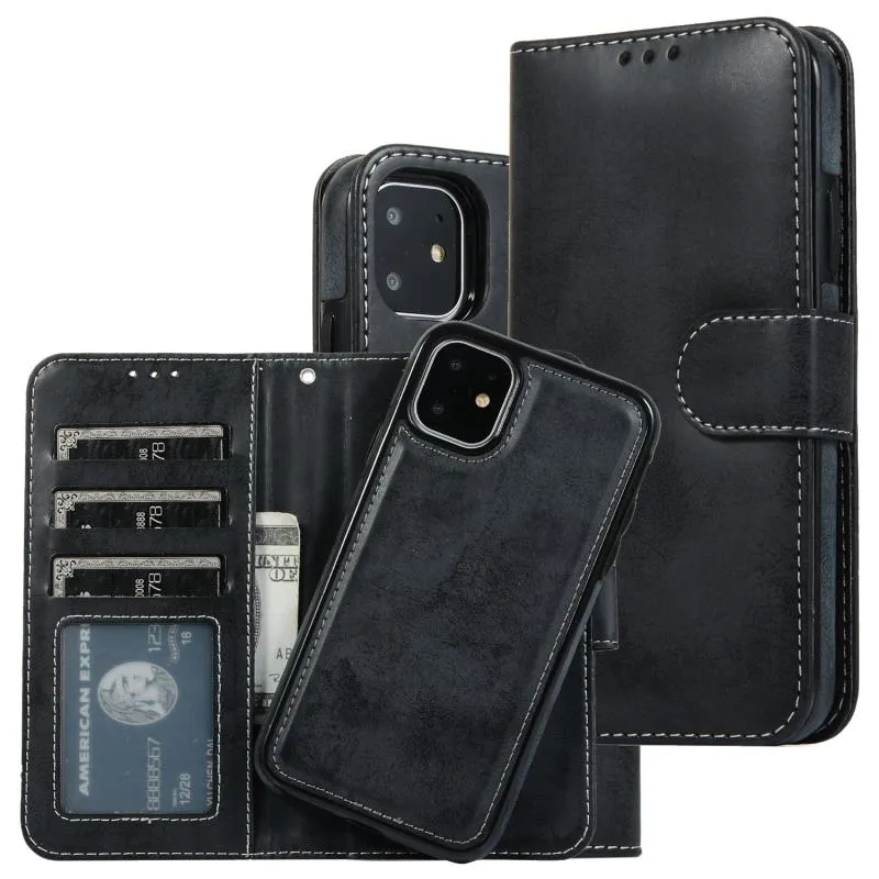 Dla iPhone11 XS Max 2in1 Magnetic Case Prestiżowy Odpinany Removable Bookcover dla Samsung S20 Plus S10 Plus Darmowa Wysyłka