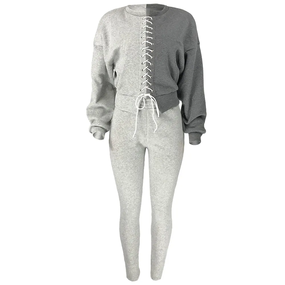 Womens Sexy Lace Patchwork Tracksuit With Stitching Strap Suit Grey From  Jiehan_shop, $20.11