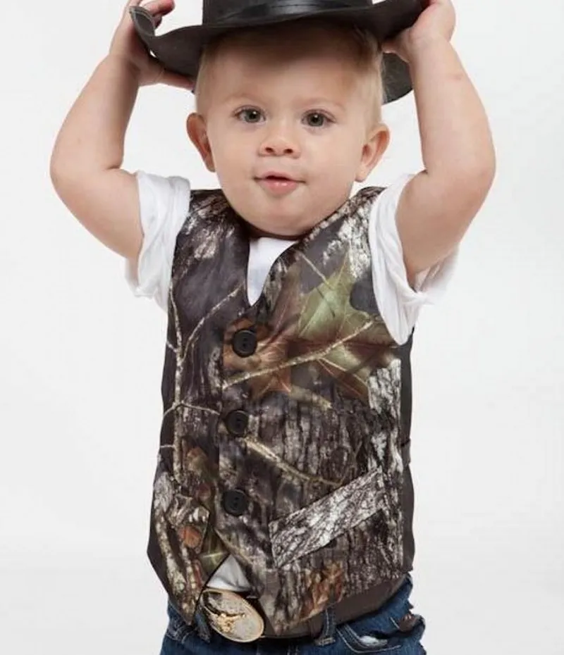 Camo Boy's Formal Wear Camouflage Real Tree Vest Cute V-Neck Sleeveless Vest For Wedding Kids Formal Wear Custom Made