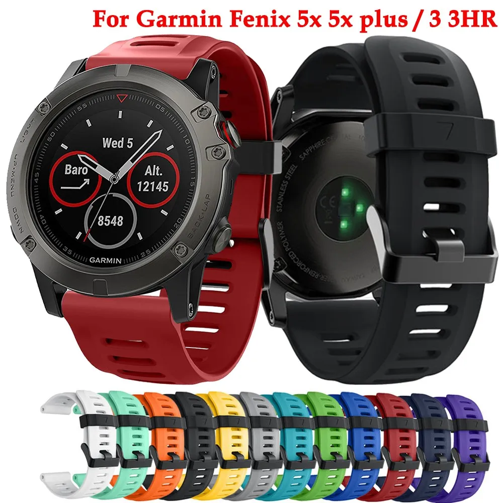 26мм браслет для Garmin Fenix ​​5X / 5Xplus / Fenix ​​3 / Fenix ​​3 HR Силиконовый ремешок для часов ремешок спорта Замена моды смарт Accessorie