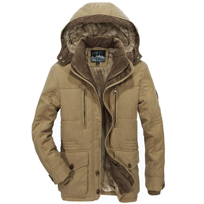 Casaco de inverno de lã quente engrossar jaqueta masculina à prova de vento casacos casuais com capuz masculino plus size 6XL 7XL Parkas