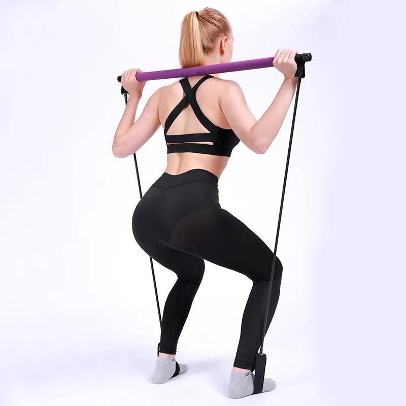 Pilates Bar Kit Widerstandsband Yoga-Übung mit Fußschlaufe für Yoga Stretch Twisting Sit-Up Bar