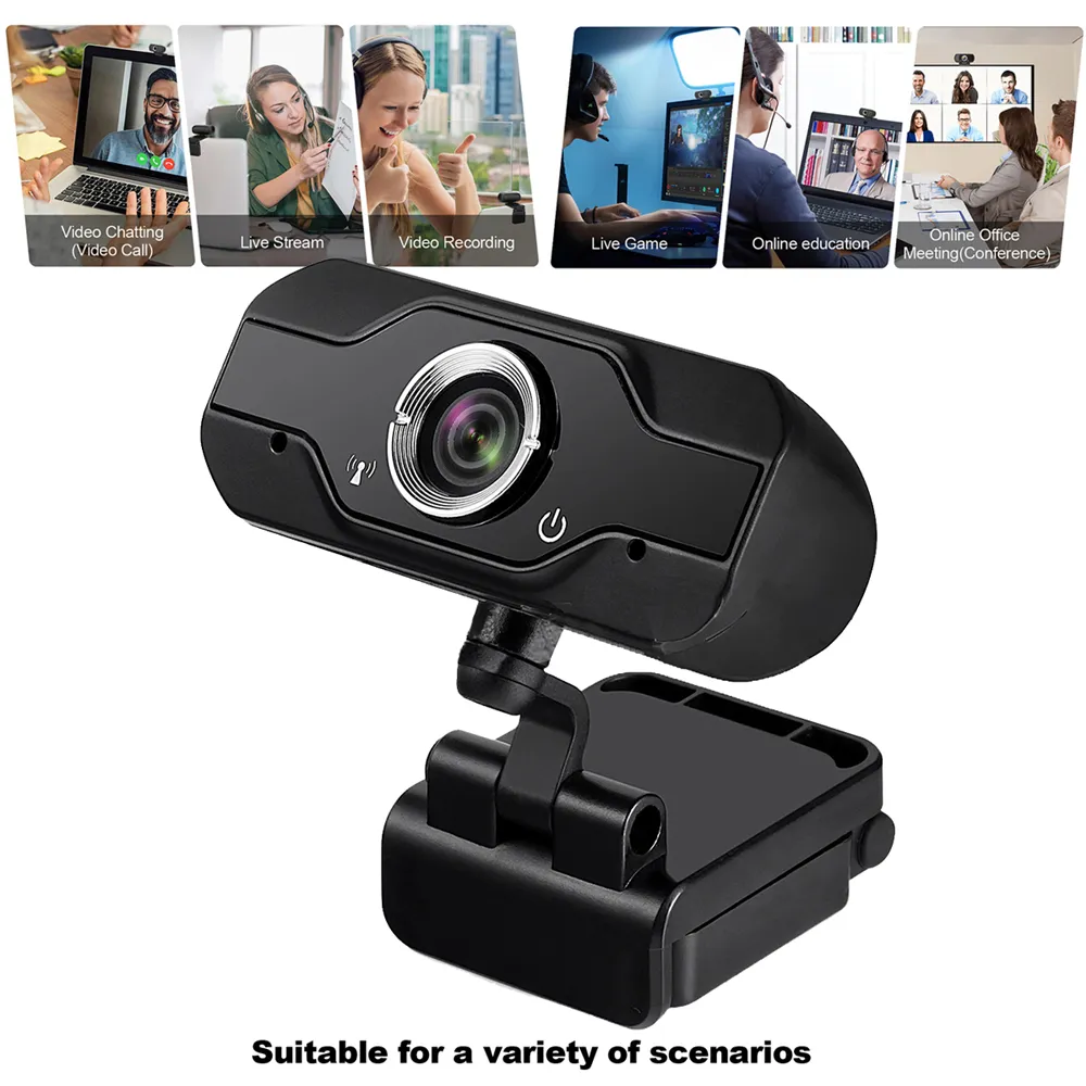 1080P Webcam With Built In Microphone, USB Web Camera, Widescreen