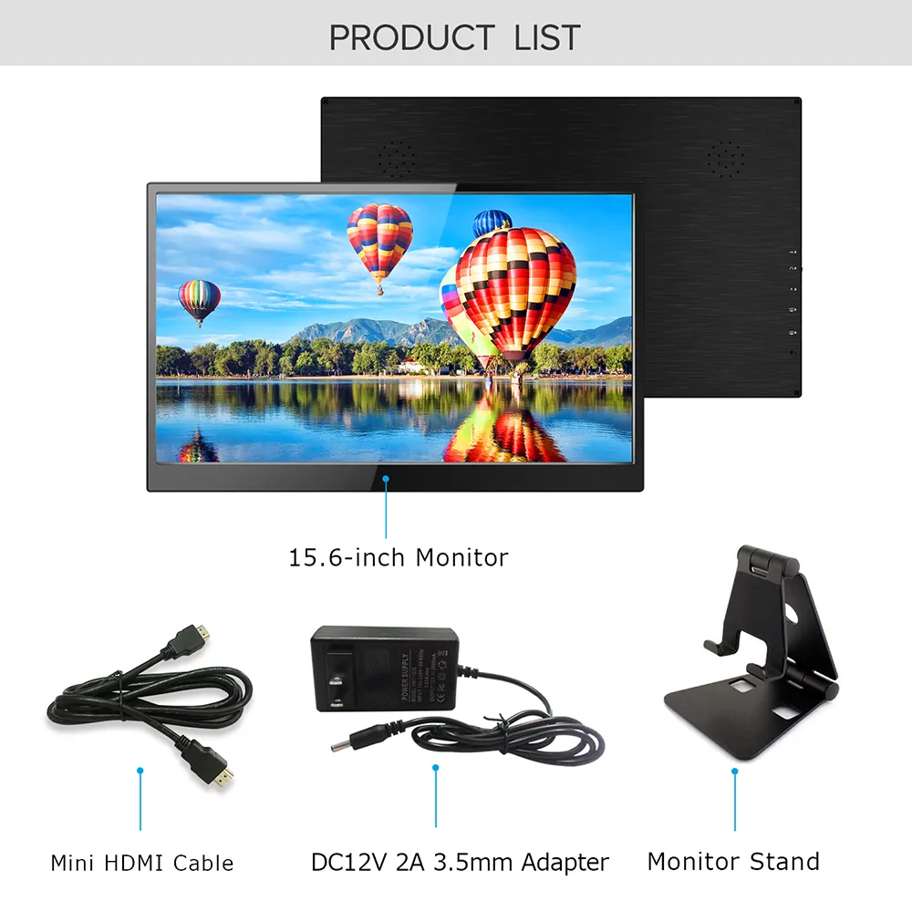 Freeshipping 15.6-calowy monitor gier Wyświetlacz komputera 3200 * 1800 Przenośny ekran 16: 9 HDR Głośnik do laptopa PC Mac Win PS4 Xbox