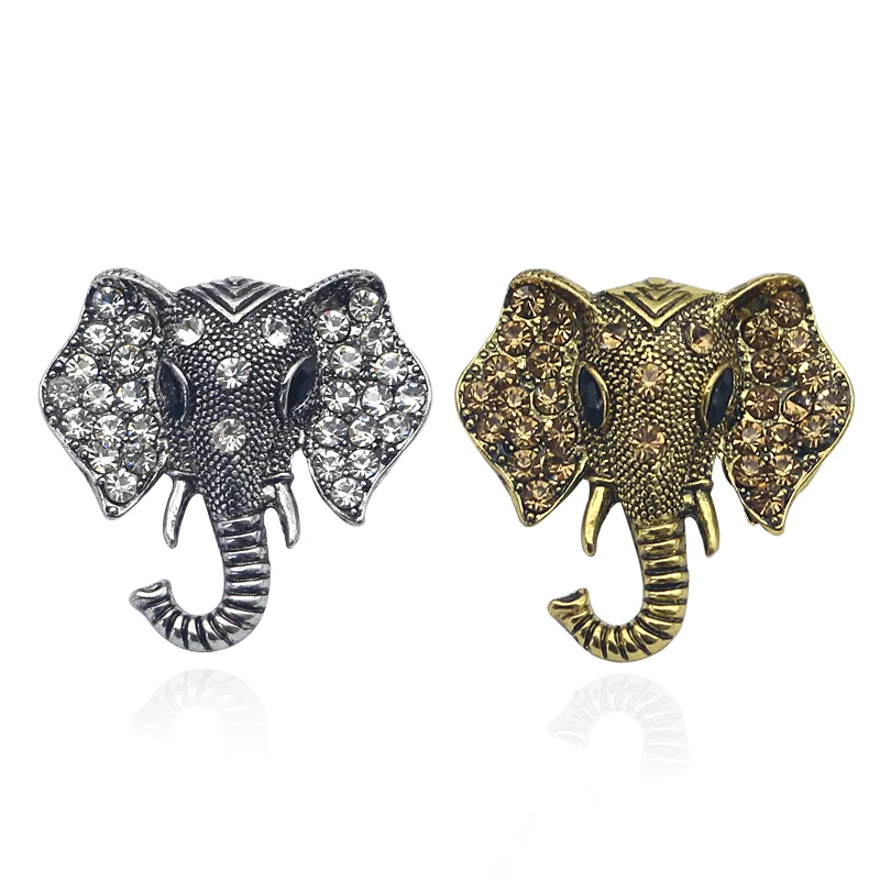 Vintage Strass Éléphant Broche Bronze Animal Broches Pour Femmes Hommes Denim Costume Chandail Col Pin Bouton Badge Broche