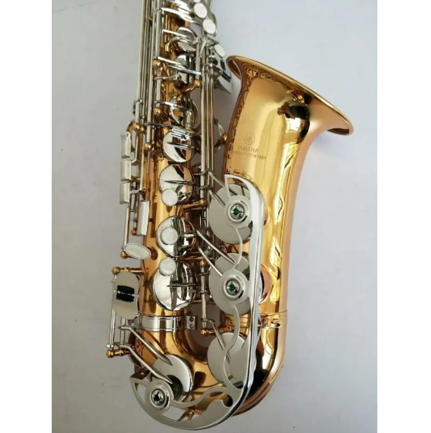 26 EB Alto Saxophone 골드 래커 니켈 키 색소폰 Alto Mudical Instrument Tube Gold Key Sax Case 마우스 피스