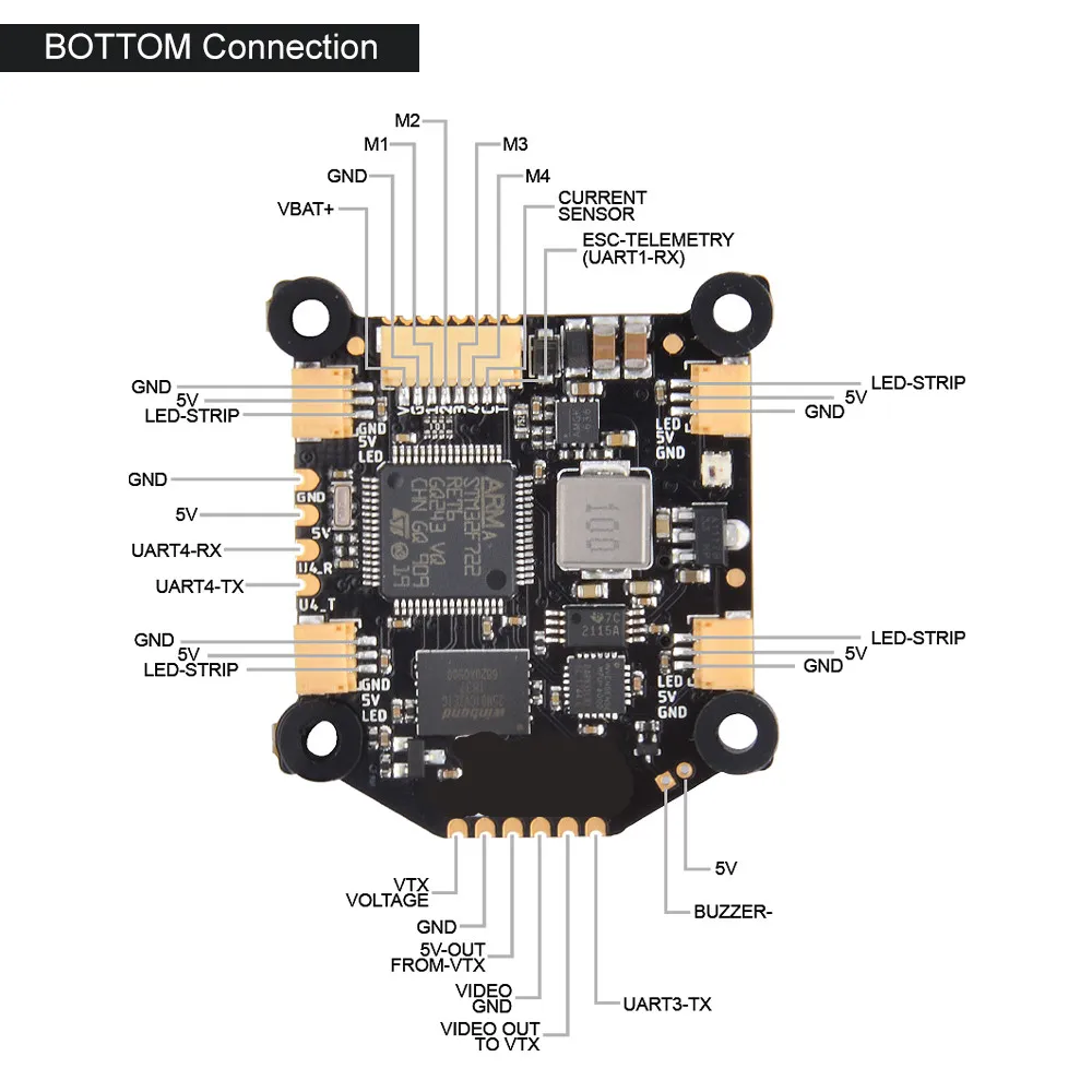 Freeshipping Betaflight FC With OSD RGB 128MB MPU6000 5V BEC 8S Input For Flight Controller