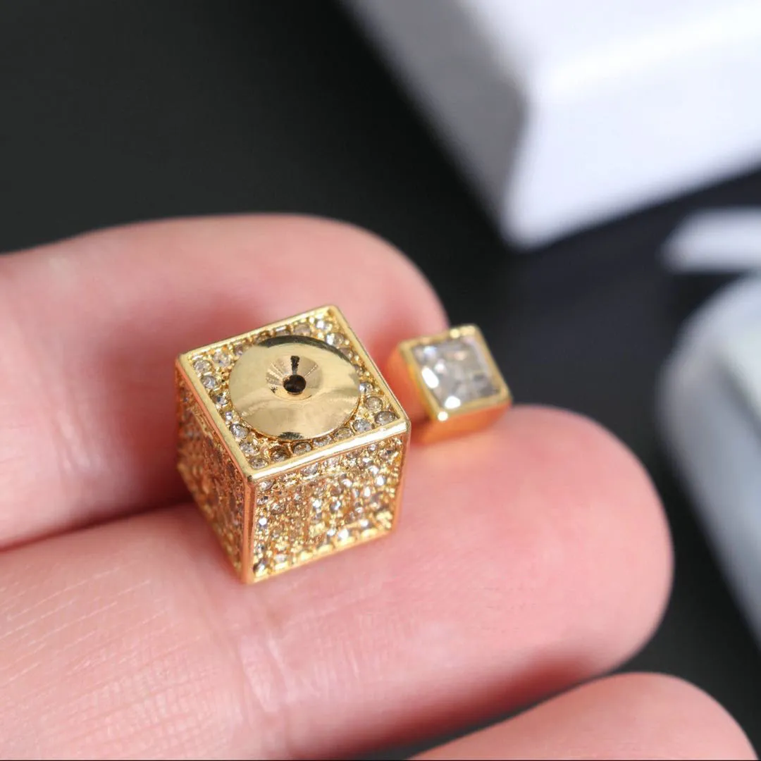 Fashion GOLD CZ stud earrings for lady Women Party Wedding Lovers gift engagement Jewelry for Bride With BOX253q