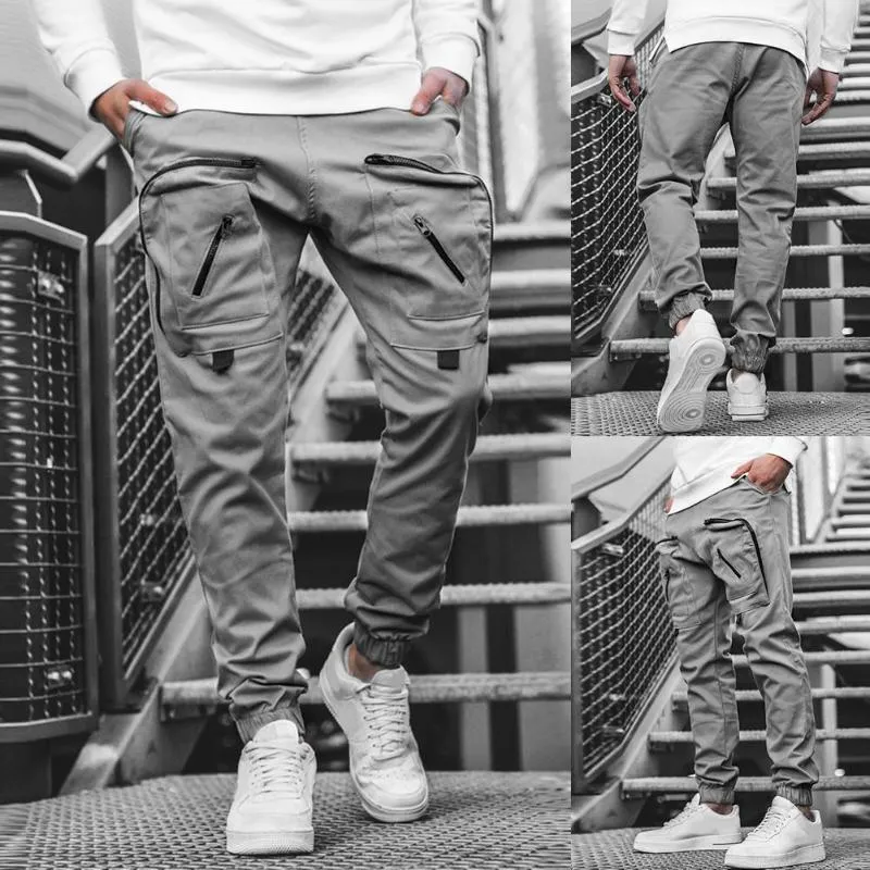 Mens Solid Cargo Cargo Joggers For Men With Multi Pocket Design