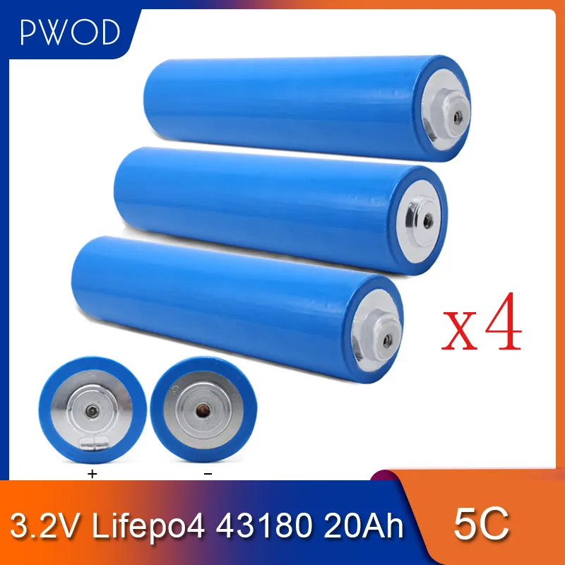 12pcs Cylindre 43180 20Ah 3.2V Lifepo4 E-bike cellule E Scooter au lithium pour l'utilisation de la batterie 12V 24V 36V 48V 60V Paquet