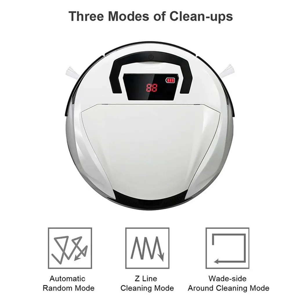 Rechargeable Smart Robotic Robot Vacuum Cleaner Dust Sweeper with Easy Carry Handle 3 Cleaning Modes