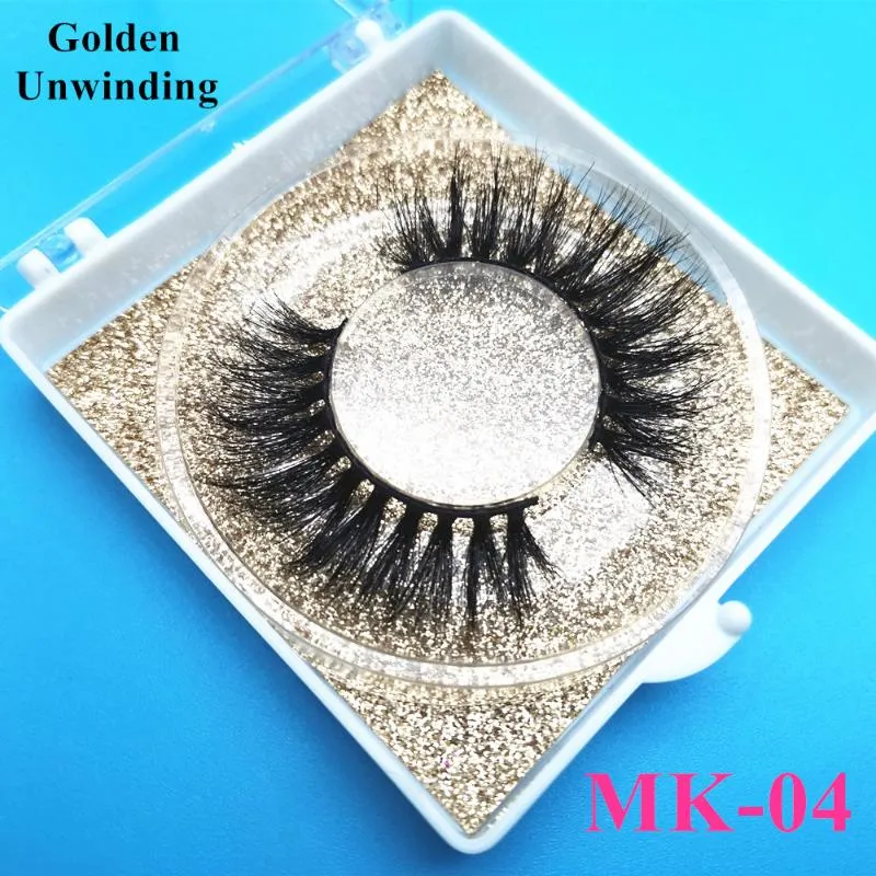 Golden Unwinding Lashes -04 cils de vison courts 3d meilleurs cils naturels longs de plumes de 15 mm emballage boîte carrée