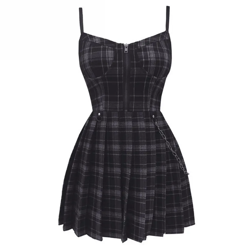 punk dress SPICY MESH HANGING NECK -Spicy Punk Style and Mesh Hanging Neck Dress This edgy number closes with a front zipper and is accessorized with eyelets Donna Punk Rock Dress Red