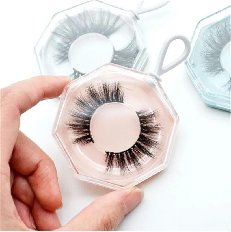 Spot False Eyelash Packaging Box Creative Acrylic Polygon Keychain Eye lash Case 3 colors eyes makeup beauty tools free ship 10