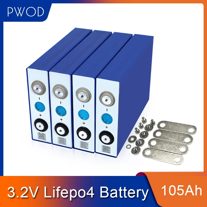 PwOD Batteri 3.2V 16PCS Lifepo4 105AH Helt ny klass En prismatisk uppladdningsbar cell för 48V 24V 210AH 12V 420AH EV Energy