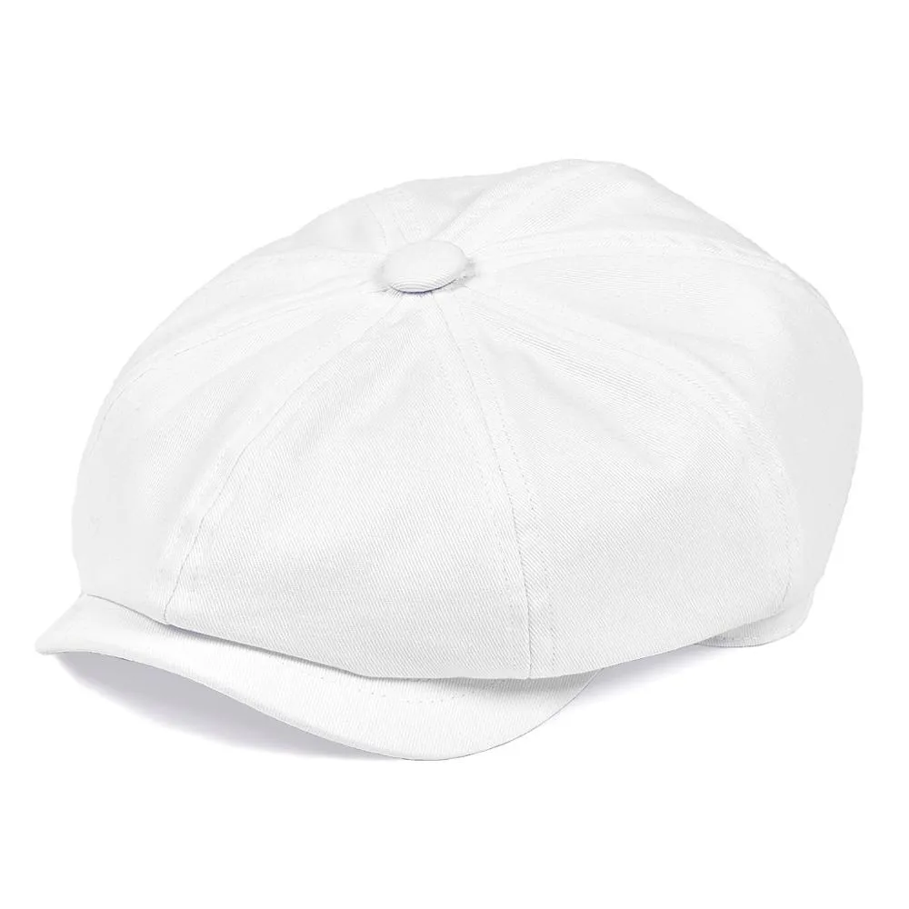 BOTVELA Blanc Sergé Coton Gavroche Cap pour Hommes Femmes Classique Cabbies Pilote Apple Caps Gatsby Chapeau Plat Baker Boy Casque 003 T200911