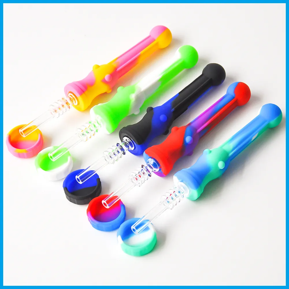 Kit di raccolta del nettare in silicone con punta in acciaio inossidabile con punta da 14 mm Punta al quarzo Dab Oil Rigs Silcone Bong accessori per fumatori