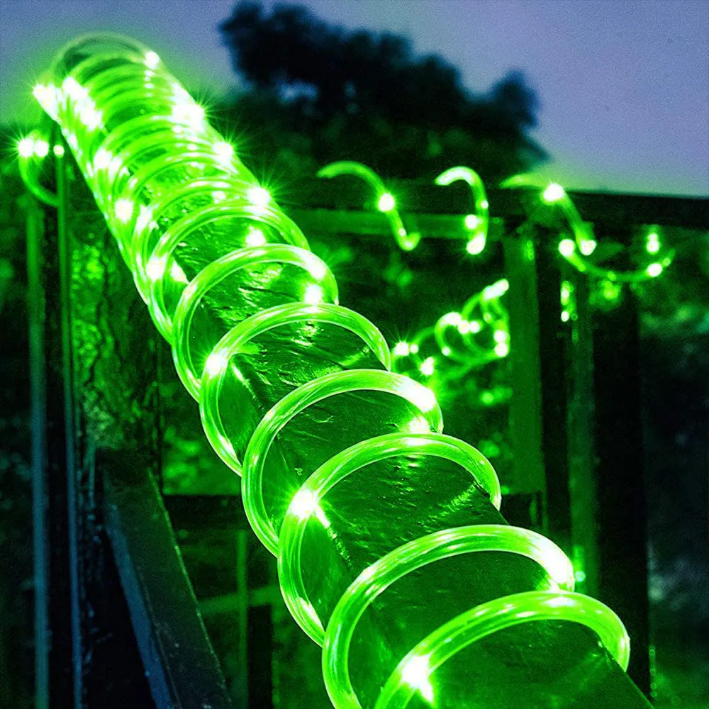 LED -strängar Solar Outdoor Rope Lights 40ft 8 lägen Dimmabletimer Remote String Light 1200mAh Ropes Solared Lighting Waterproof 3630629
