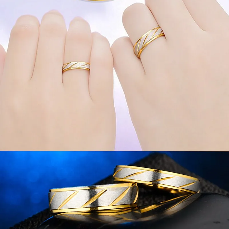 Gold Grain Ring roestvrij staal paar ringen band verloving trouwringen voor dames heren mode sieraden cadeau wil en sandy nieuw