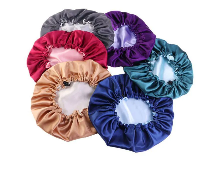 New Silk Night Cap Hat Double side wear Women Head Cover Sleep Cap Satin Bonnet for Beautiful Hair - Wake Up Perfect Daily Factory Sale