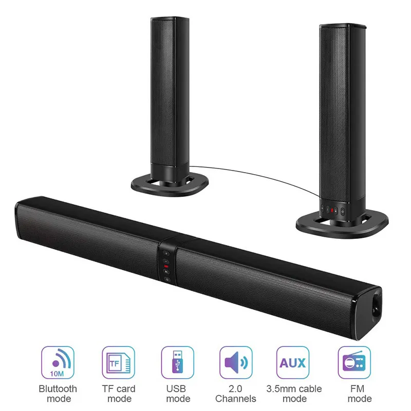 Mini altavoces Bluetooth Separable Barra de sonido con subwoofer  incorporado, sistema de sonido envolvente inalámbrico e inalámbrico para  TV, PC