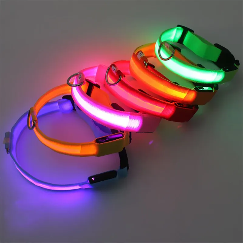Rechargeable LED Dog Collar S M L XL Pets Night Safety Flashing Collar With USB Cable Charging