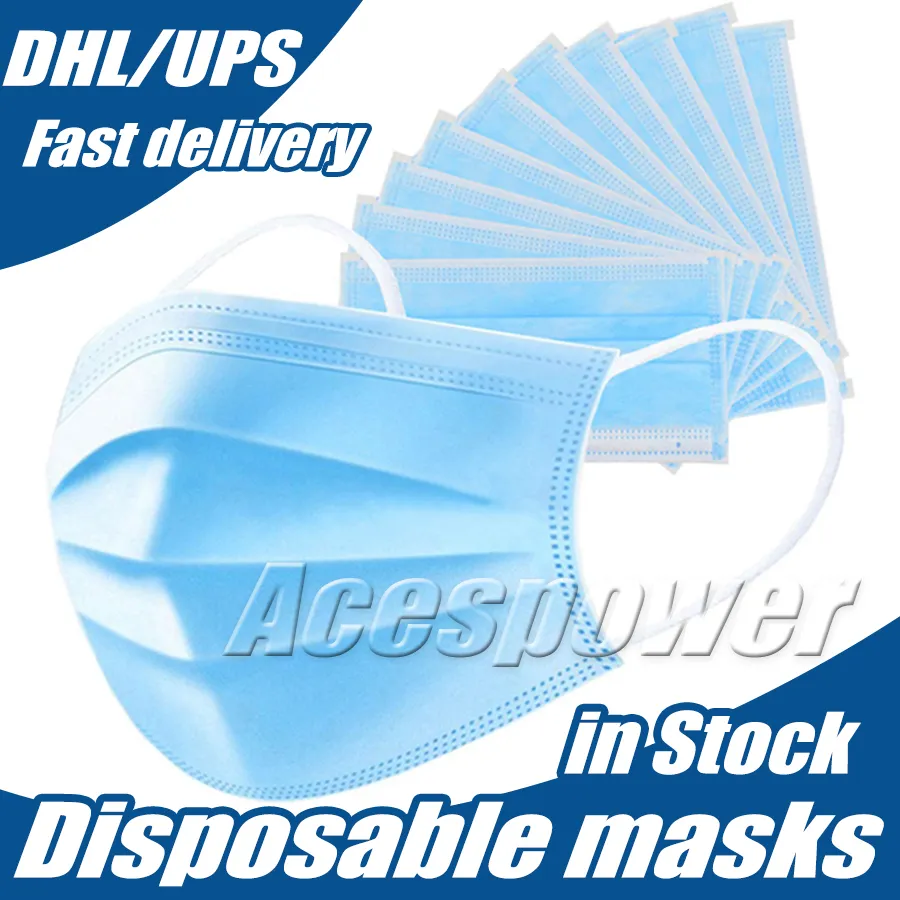 Disposable Face Masks Daily Three Layer Protective Anti Fog Dust-proof Personal Protective mask In Stock ship via DHL