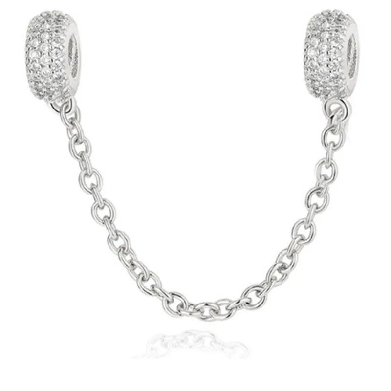 Charm Bracelets Buipoey Fashion Rose Gold Daisy Pattern Shiny Zircon Safety Chain Fit 3mm Snake Beads Bracelet Bangle Jewelry Gift177A