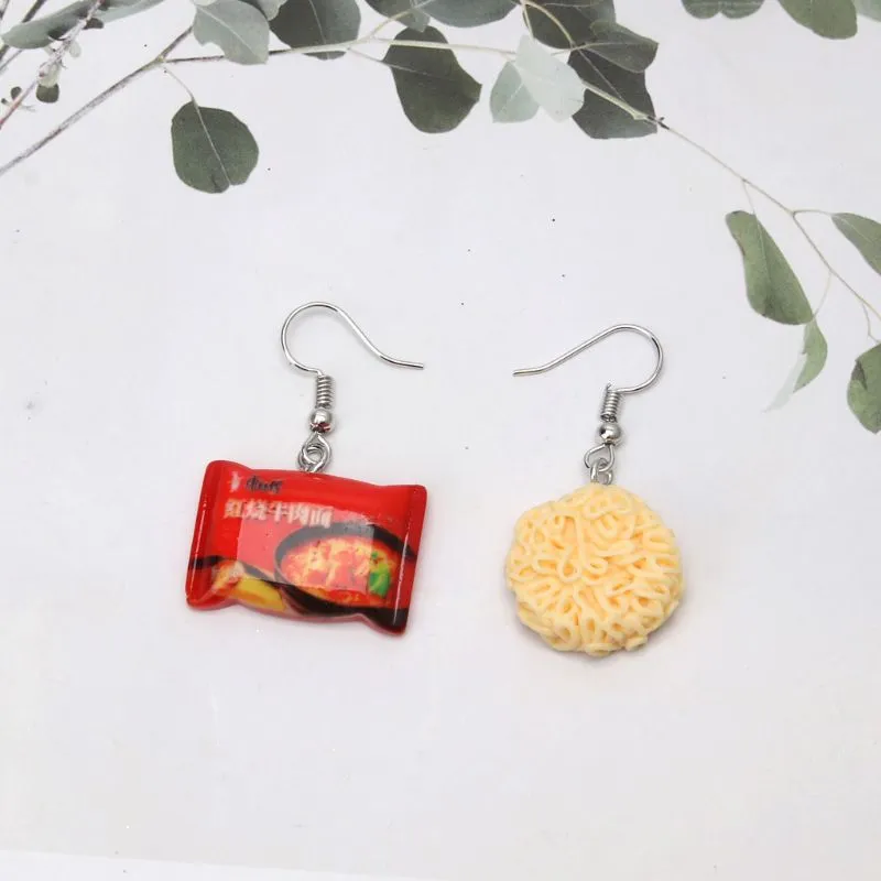 Creative Small Simulation Hook Earrings Funny Instant Noodle Chili Drop Earrings Women Fashion Jewelry209o