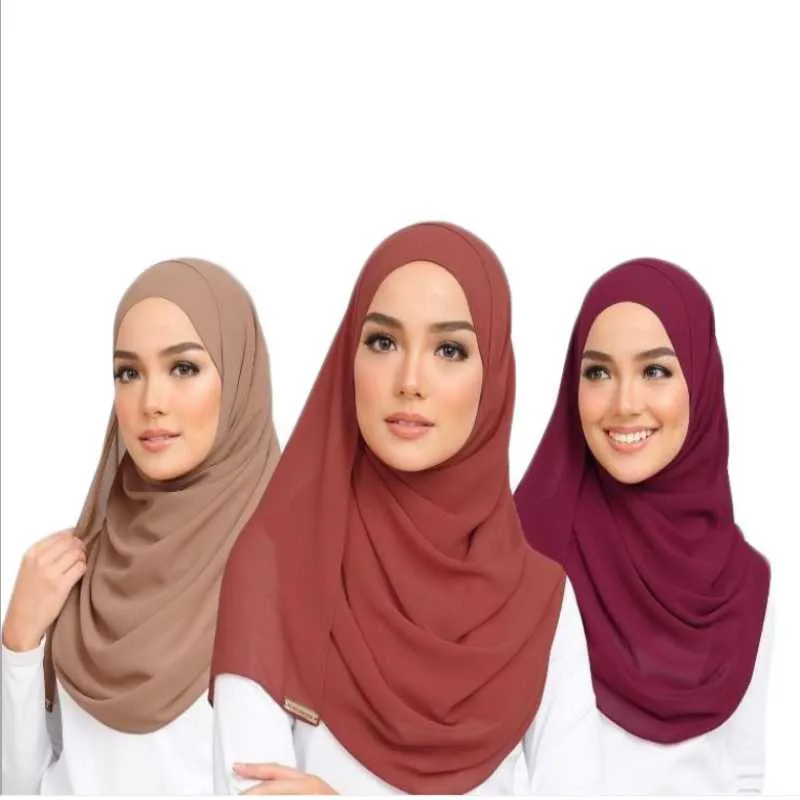 S002a Plain big size bubble chiffon muslim hijab scarf head shawls wrap headscarf popular scarves islamic hat