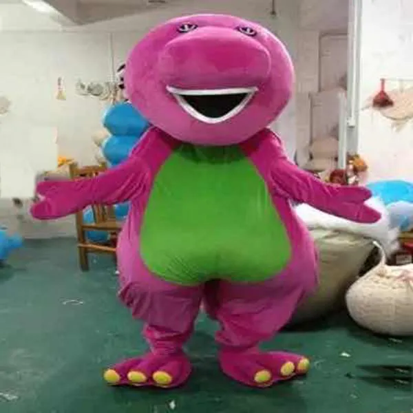 2019 Korting fabriek Barney Dinosaur Mascot Kostuums Halloween Cartoon Volwassen Grootte Fancy Dress265C
