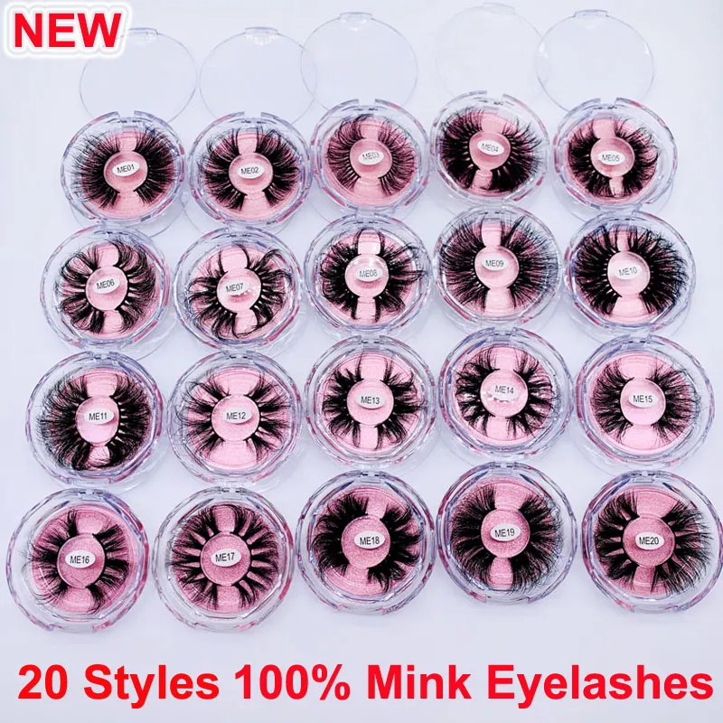 3D Mink Eyelashes 25mm False Eye lashes Makeup 100% Mink Eyelashes 20 Styles Handmade Natural Dramatic Volumn Thick 5D Long Eye lashes