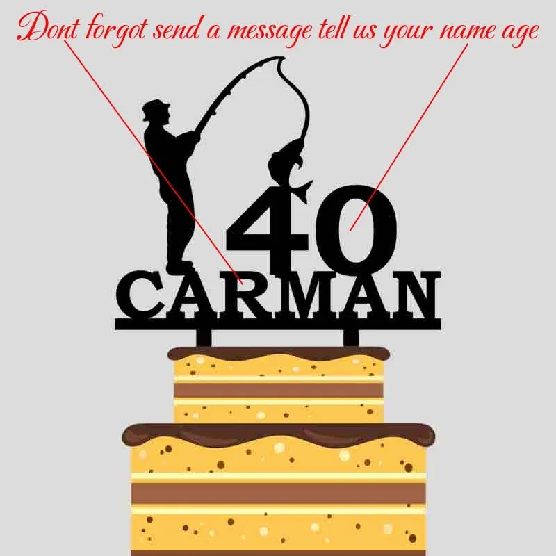 Personalized Fisherman Birthday Cake Topper Custom Name Age Fisherman  Silhouette Topper For Fishing Theme Party Decoration YC237 1wX2# From  Waterwin, $22.97