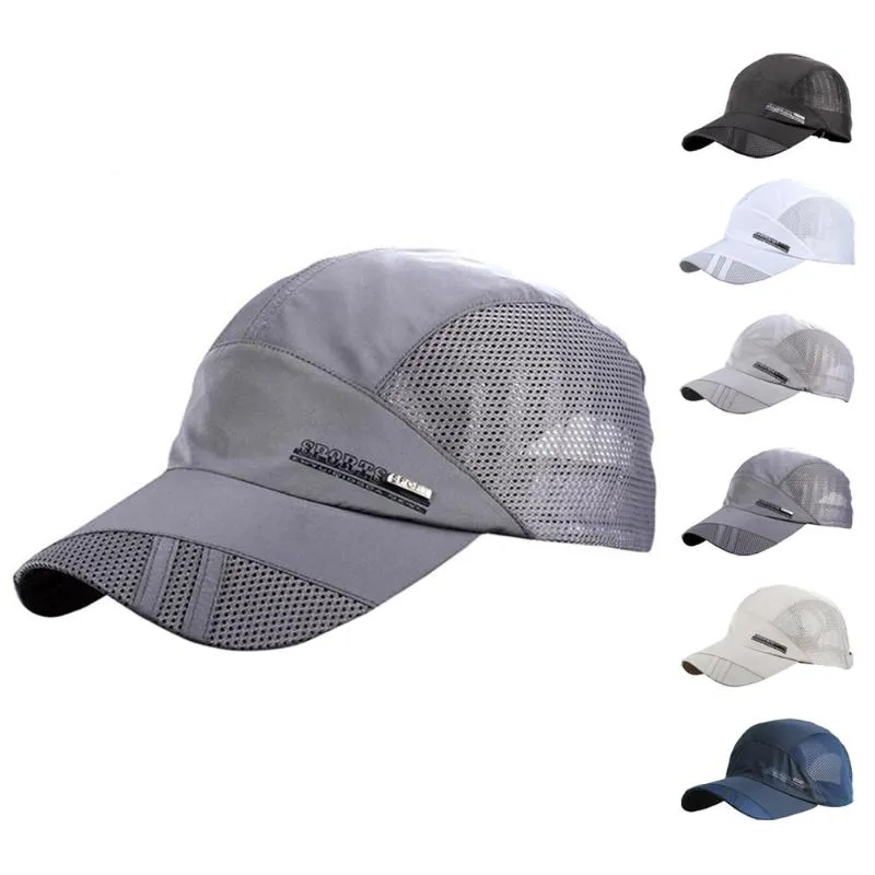 Chapeaux de soleil en maille respirante Chapeaux à séchage rapide pour hommes Bleu gris