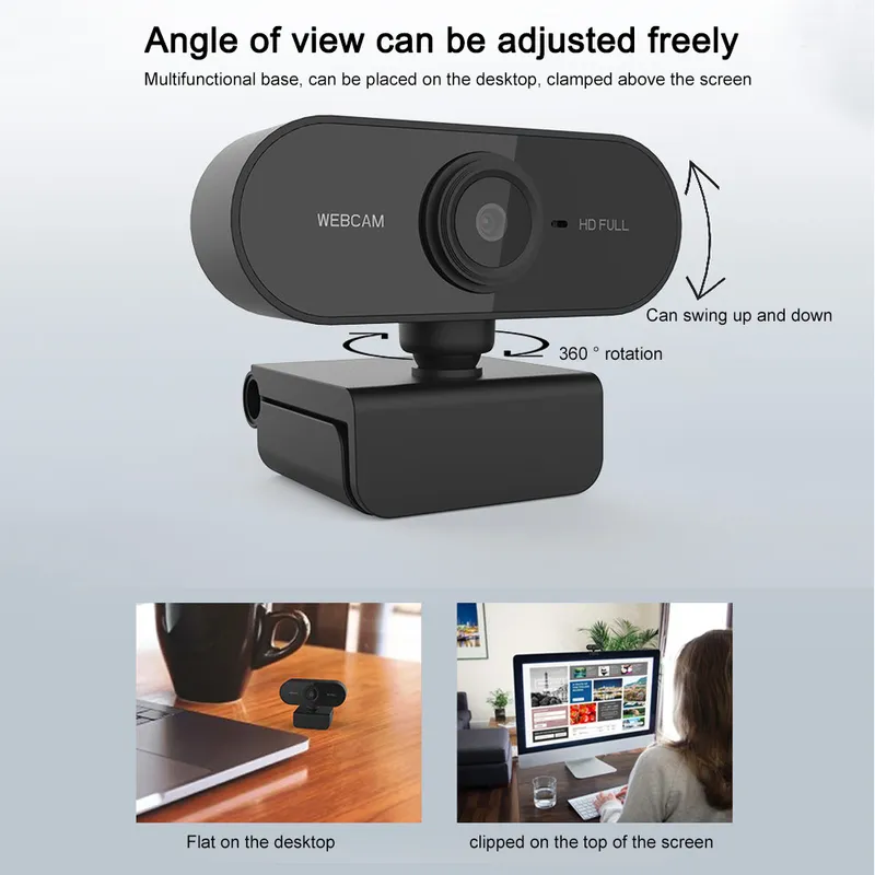 PC-webbkamera Full HD 1080p USB-videospelkamera för portatil bärbar dator webbkamera inbyggd mikrofon för YouTube webbkamera