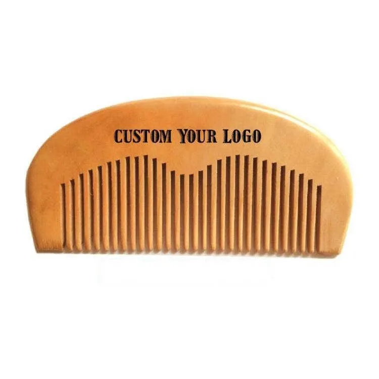 Drewno grzebień niestandardowe Twoje logo Broda Dostosowany Hairbrush Combs Laser Grawerowane Drewniane Włosy Dla Mężczyzn Grooming Pocket Super Wąska Gruba Madeira Pet Tool