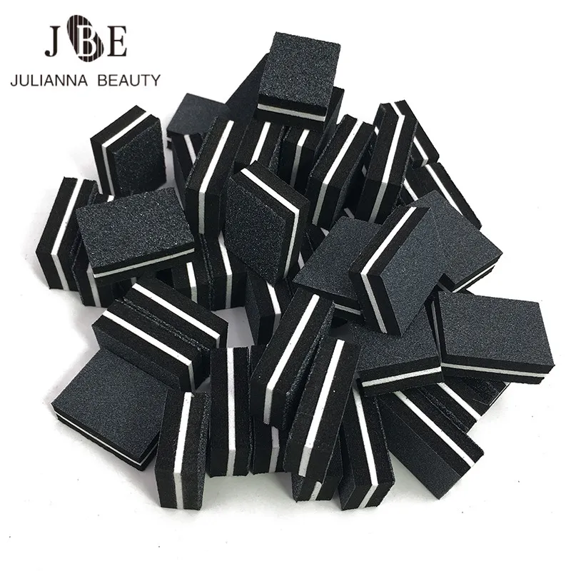 200PCS / Lot Nail Buffer Dubbelsidig Små Mini Nail Buffer Black Svart Engångs Professionell Manikyr Pedikyr