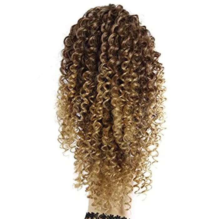 Mongol Kinky Curly Ombre mel loira Wraps cordão grampo na on-cavalo extensões Ombre cordão cabelo Pieces 120g