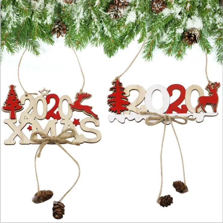 Kerstboom Ornament Party Brief Touw Houten Teken Hanger Xmas Houten Decoraties Creatieve Kerstboom Decoratie Benodigdheden LSK1271