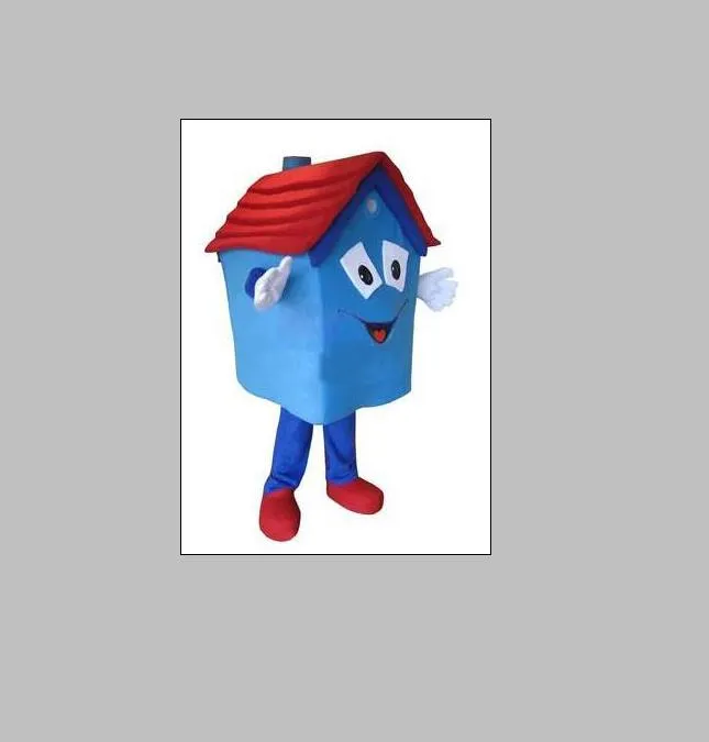 2019 professionele gemaakt blauw huis mascotte kostuum fancy feestjurk Halloween carnaval kostuums volwassen grootte