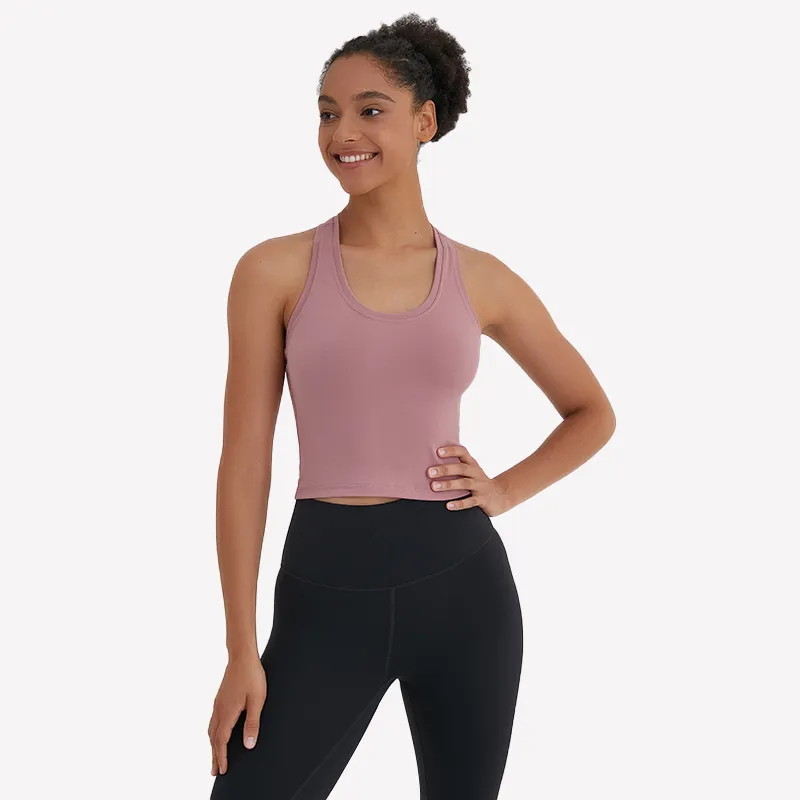 abiti da palestra Donne Lu Yoga Outfits Sport Sport Storce Top Top Attichity Fitness Fitness Casual-Match Yoga Lu Tops Solid Color Slim Fit Workout Sale Vendita Hot Sale