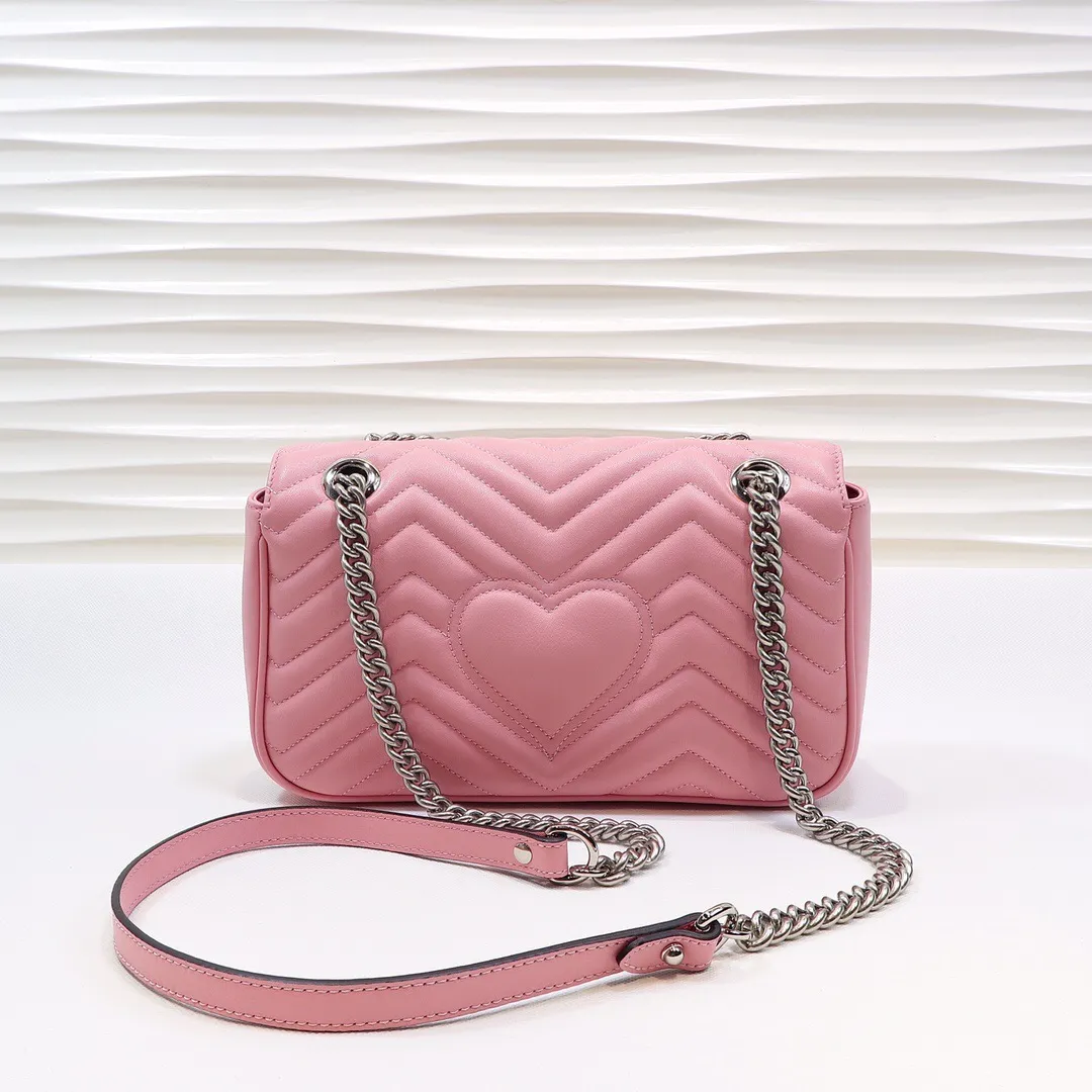 New Women Designer Luxury Handbags Macron Color Series Chain Marmont Shoulder Bags Crossbody Bag Genuine Leather Messenger Bag Purse