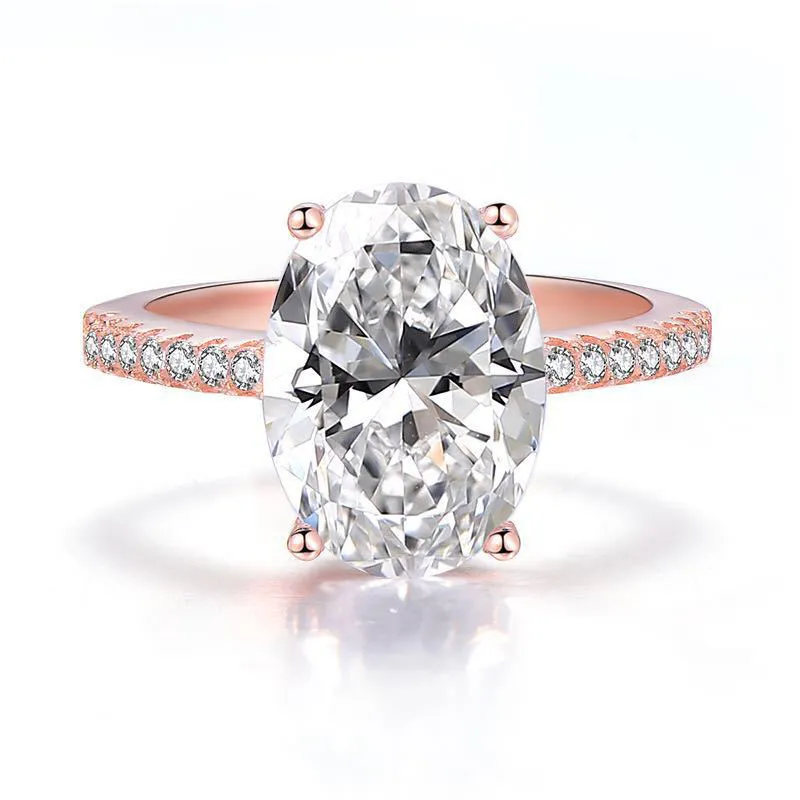 Anneaux Real 925 Silver Silver Sparking 9ct Oval Cut Cr￩￩ Missanite Diamond Mariage de mariage Anneau en gros femmes Anneaux