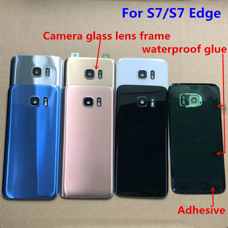 Бампер сотового телефона для Samsung Galaxy S7 Edge G935F задняя стеклянная аккумулятор задний дверной корпус корпус G930F крышка камеры объектив рама водоустойчивой клеевой клеев наклейки