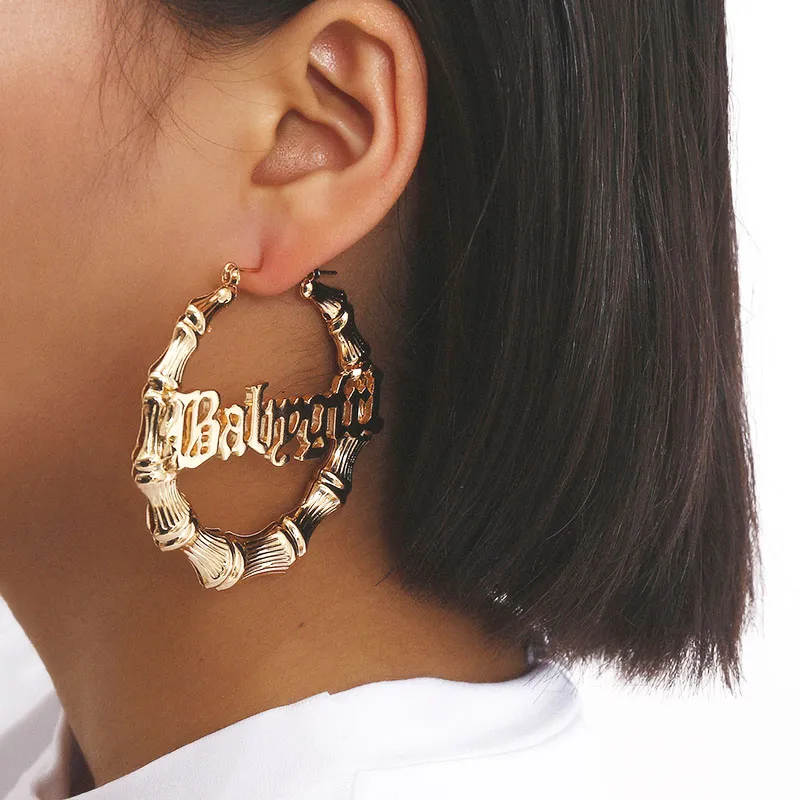 Stud Vintage Letter Baby Girl Earrings Punk Geometric Bamboo Joint Pendientes Women Fashion Jewelry XR2935