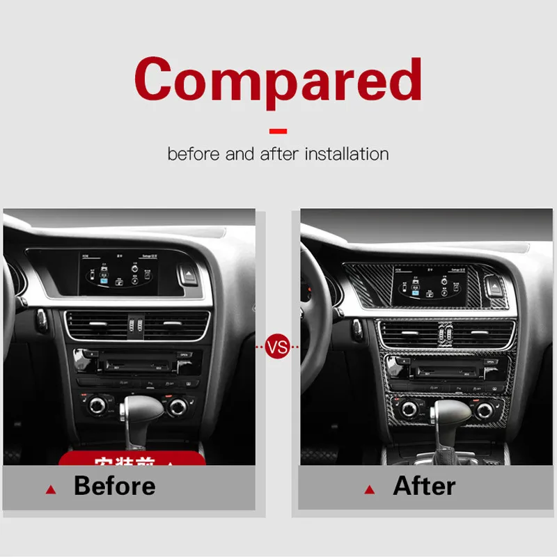 För Audi A4 A5 S5 Carbon Fiber Center Console CD Panel Car Wrap Sticker Air Outlet Cover Trim Navigation Car Interior Decoration202i