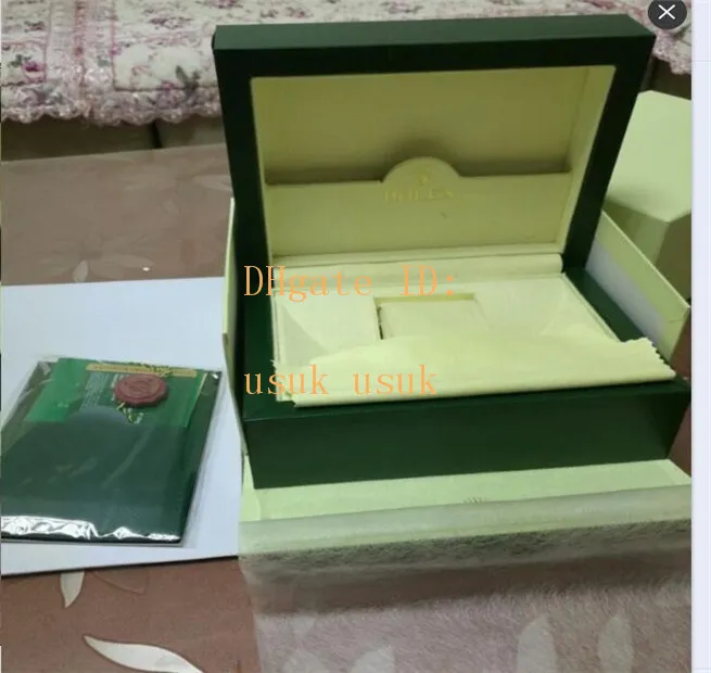Bestsellewnie Dark Green Watch Boxes GM / T Głębokie prezent na zegarki karty broszury i papiery 0.8 kg Box
