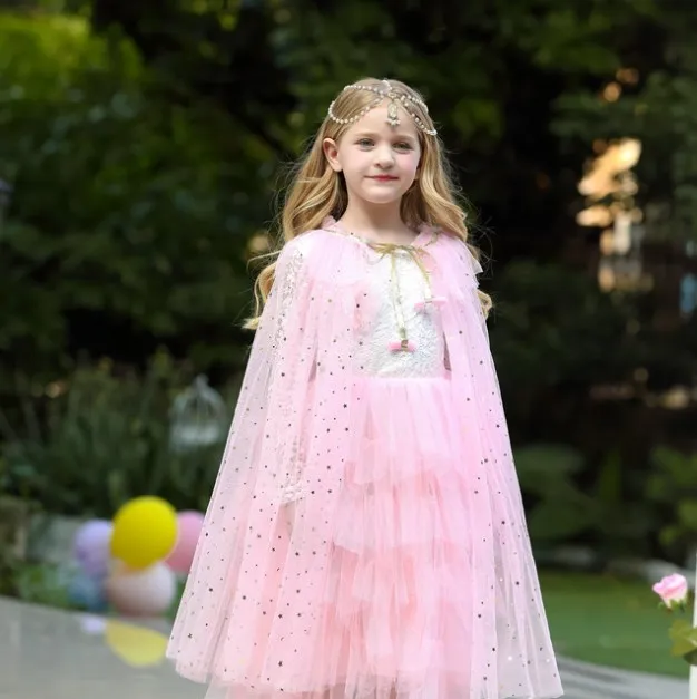 Costume d'Halloween filles tenues arc-en-ciel paillettes princesse châle enfant vêtements d'anniversaire enfants Cosplay vêtements Tulle Cape filles