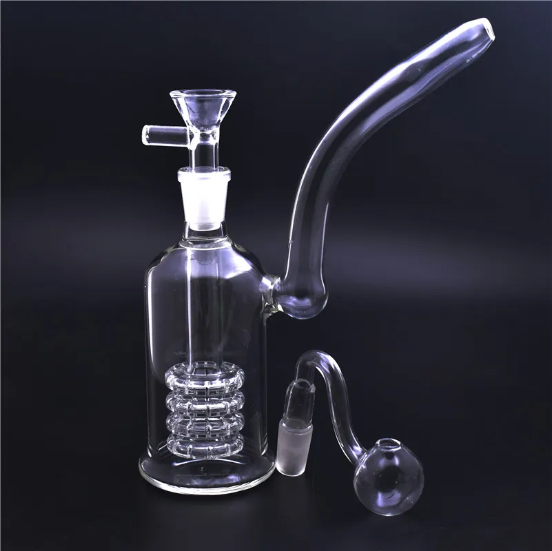 1 PCS Recycler Dab Rigs Tobacco Tubos 8 polegadas Beaker Beaks 14mm Catcher Catcher Hookah Dab Rig Bongs com queimador de óleo masculino e tigela